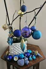 X23 Christmas Baubles' Tree Decorations Navy, Turquoise Assorted Glass Angel Inc