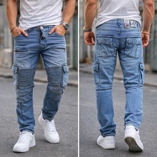 Mens Biker Cargo Jeans Slim