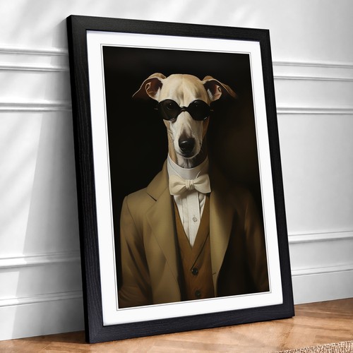Whippet classicism framed - whippet, wall