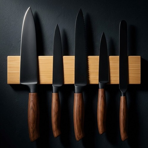 Bamboo magnetic knife - knife, holder