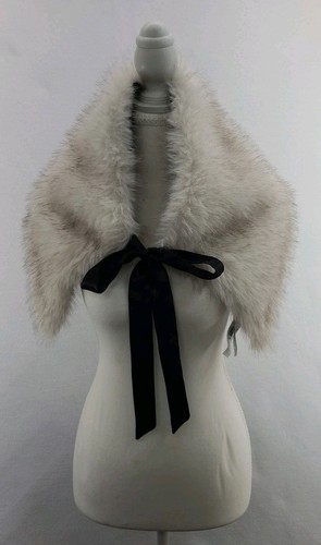 White black faux - faux, stole
