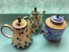 Trade + Aid - Three Bee Themed Miniature Teapots