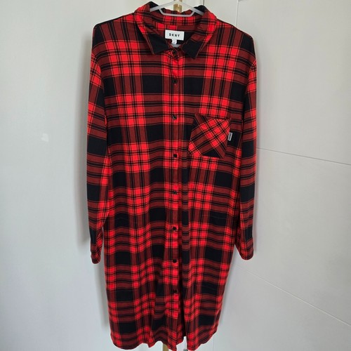 Dkny shirt dress red check - dress,