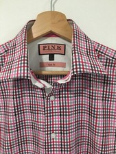 Thomas Pink - Pink, Blue, Black Check Long Sleeve Men's Shirt Slim Fit size 15.5