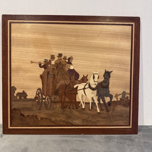 Vintage wooden inlay picture - vintage,