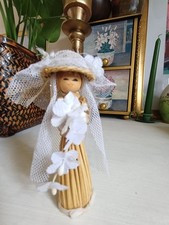 Beautiful Vintage Corn Dolly Bride  with Bouquet & Veil, Absolutely Delightful!