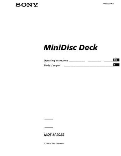 Sony mds ja20es minidisc deck - sony,