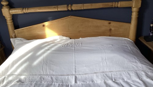 White vintage french linen - white,