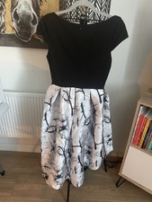 Lucy Wang Boutique Sateen Printed Skirt Skater Dress black size M 10-12 new 