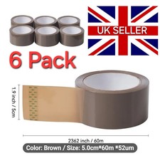 Stronger & Longer Brown 6 pack Tape Parcel Packing Packaging Sealing Sellotape