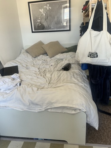 Ikea white double bed frame - ikea,