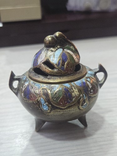 Bronze champleve japanese koro - champleve,