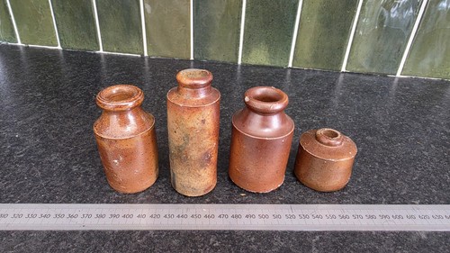 Vintage stoneware ink bottles - ink,