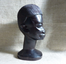 Vintage African Hand Carved Wood Man Male Head Sculpture Kenya   