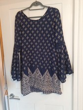 new unworn navy white print tunic dress band of gypsies at topshop medium 10 12