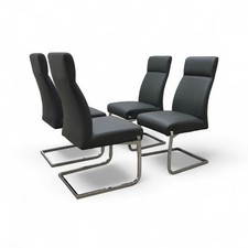 Fabb ‘Tokyo' Grey Faux Leather Metal Cantilever Base Dining Chair - Set of 4 NEW