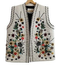 Scotch & Soda Waistcoat Size M/L White Cotton Blend Women's Embroidered Preloved