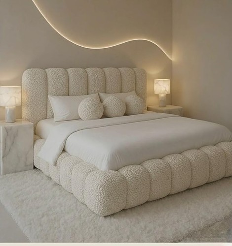 Luxe upholstered boucle bed - luxe,