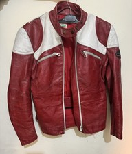 Vintage Bieffe Racing Leather Motorcycle Jacket Red White Italian Made In Spain
