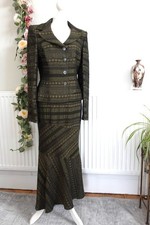 GORGEOUS KALIKO GREEN & GOLD JAQUARD SKIRT & JACKET SUIT - Wedding/Ocassion  12