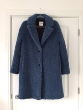 WOMENS FAUX FUR TEDDY COAT  ZARA  XS  BLUE
