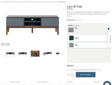 Heal’s Lars TV Unit - Painted Grey/Navy Finish with Walnut Detail - RRP: £949