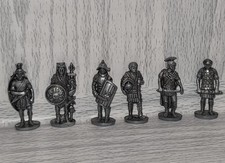 6 X Vintage Kinder Egg Ferrero Roman Soldier Surprise Metal Figures Collectable