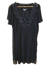 Rogers Rogers Women's Black Floral Embellished Short Sleeve Dress UK 26