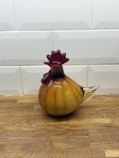 Vintage Hand Blown Glass Art Cockerel Figurine Murano Style