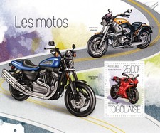 DUCATI 1199 PANIGALE Harley XR1200 Motorcycle Motorbike Stamp Sheet (2013 Togo)