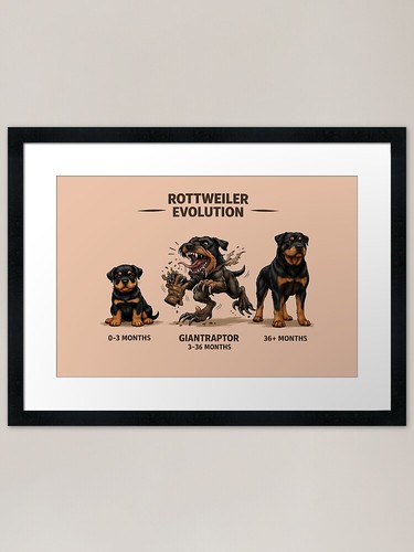Rottweiler evolution framed - rottweiler,
