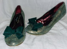 Irregular Choice Mal E Bow Green Shoes Size 5 – Low Heel Court Bow Design