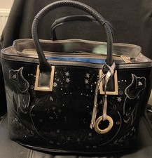 RIVER ISLAND black with patterned side and metallic trim TOTE BAG