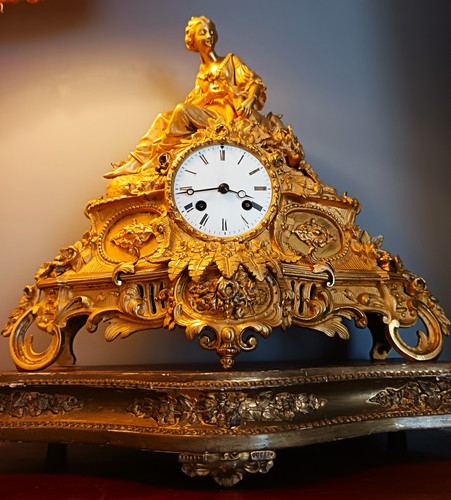 Antique french ormolu mantel - antique,