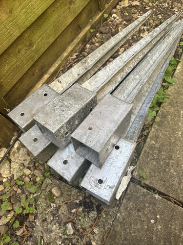 Six metal fence post - six,