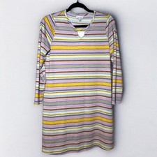 Love Fire LA Multi Color Striped 3/4 Sleeve Dress Keyhole Neck NWT Boutique Soft