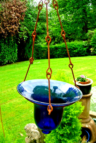 Antique vtg cobalt blue glass - blue,