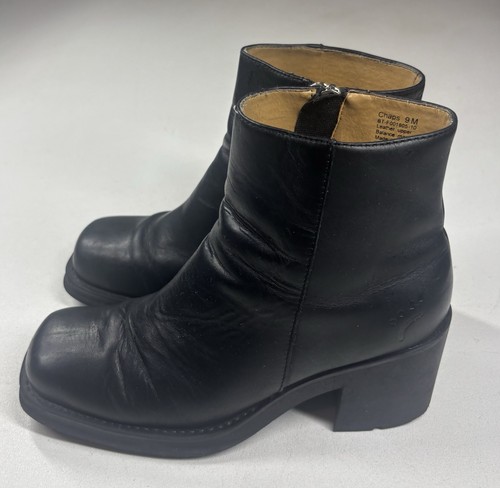 Vtg chaps black leather square - chaps,