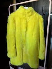 Zara Neon Yellow Faux Fur Coat Jacket - Size Small - NWT