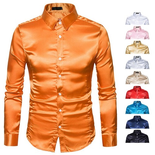 Mens satin silk shirt long - mens,