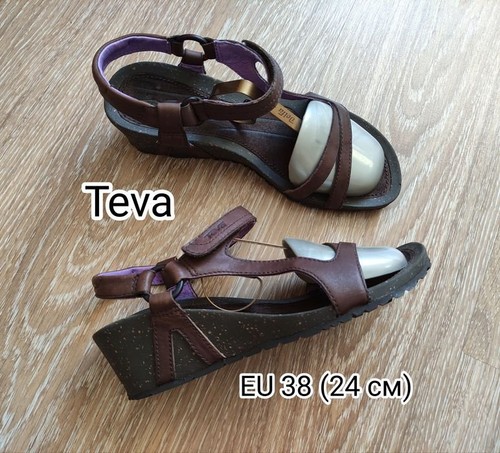 Women teva heels brown leather - teva,