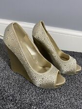 New LYDC London Gold Diamanté Wedge Heel Shoes Size 8