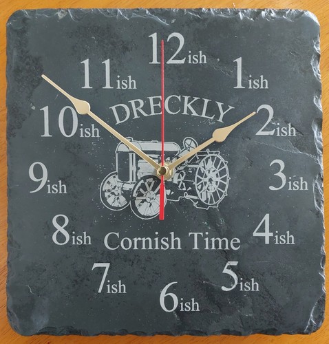 Dreckly slate clock etched - dreckly,