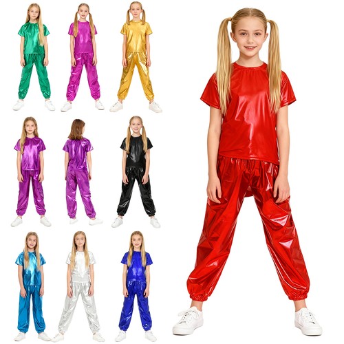 Kids girls shiny tracksuit - shiny,
