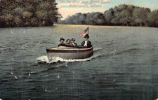 Postcard IN: Boat, River near