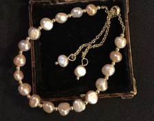 Vintage Style Natural Pearls Bracelet 14K Gold Plated