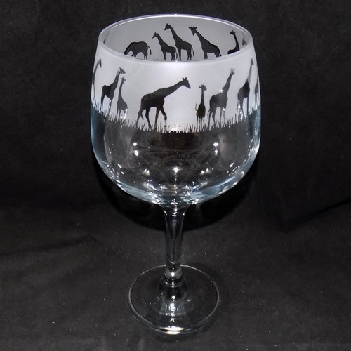 Hand etched giraffe - etched, glass