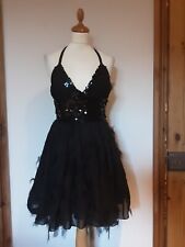  Kate Fearnley Black Low Back Sequin Top Party Dress, Full Skirts, Net Size 8/10