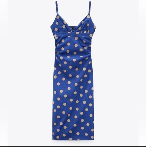 Zara blue polka dot linen - zara,