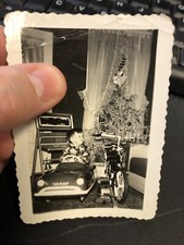 Vtg 1950s Christmas Morning Tree Photo boy pedal car bike dragline Mississippi